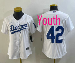 Youth Nike Los Angeles Dodgers #42 Jackie Robinson White no name Authentic Stitched MLB Jersey