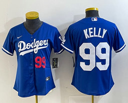 Youth Nike Los Angeles Dodgers #99 Joe Kelly Blue #99 in front Authentic Stitched MLB Jersey
