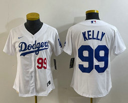 Youth Nike Los Angeles Dodgers #99 Joe Kelly White #99 in front Authentic Stitched MLB Jersey