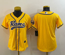 Youth Nike Los Angeles Rams Gold Joint Big Logo Authentic Stitched baseball jersey - 副本