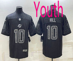 Youth Nike Miami Dolphins #10 Tyreek Hill Black Reflective Authentic Stitched NFL jersey