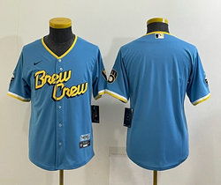 Youth Nike Milwaukee Brewers Blank Blue 2023 City Authentic Stitched MLB Jersey