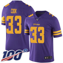 Youth Nike Minnesota Vikings #33 Dalvin Cook With NFL 100th Season Patch Purple Rush Authentic stitched NFL jersey