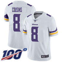 Youth Nike Minnesota Vikings #8 Kirk Cousins With NFL 100th Season Patch White Vapor Untouchable Authentic stitched NFL jersey