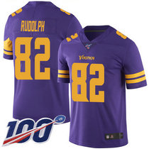 Youth Nike Minnesota Vikings #82 Kyle Rudolph With NFL 100th Season Patch Purple Rush Authentic stitched NFL jersey