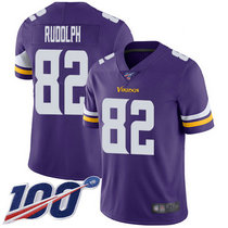 Youth Nike Minnesota Vikings #82 Kyle Rudolph With NFL 100th Season Patch Purple Vapor Untouchable Authentic Stitched NFL Jersey