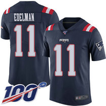 Youth Nike New England Patriots #11 Julian Edelman 100th Season Blue Rush Authentic Stitched NFL Jersey