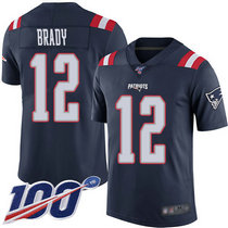 Youth Nike New England Patriots #12 Tom Brady 100th Season Blue Rush Authentic Stitched NFL Jersey