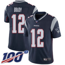Youth Nike New England Patriots #12 Tom Brady 100th Season Blue Vapor Untouchable Limited Authentic Stitched NFL Jersey