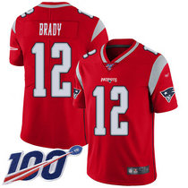 Youth Nike New England Patriots #12 Tom Brady 100th Season Red Inverted Legend Vapor Untouchable Authentic Stitched NFL jersey