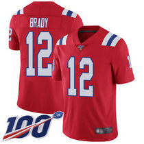 Youth Nike New England Patriots #12 Tom Brady 100th Season Red Vapor Untouchable Authentic Stitched NFL Jersey