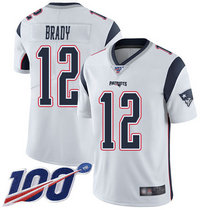Youth Nike New England Patriots #12 Tom Brady 100th Season White Vapor Untouchable Authentic Stitched NFL Jersey