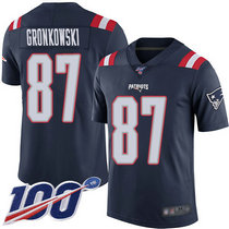 Youth Nike New England Patriots #87 Rob Gronkowski 100th Season Blue Rush Authentic Stitched NFL Jersey