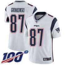 Youth Nike New England Patriots #87 Rob Gronkowski 100th Season White Vapor Untouchable Limited Authentic Stitched NFL Jersey