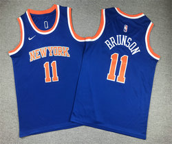Youth Nike New Yok Knicks #11 Jalen Brunson Blue Authentic Stitched NBA jersey