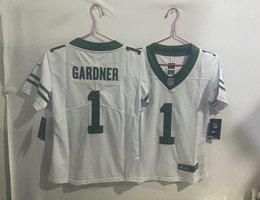 Youth Nike New York Jets #1 Ahmad Sauce Gardner White Throwback Vapor Untouchable Authentic Stitched NFL Jersey