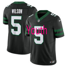 Youth Nike New York Jets #5 Garrett Wilson Black 2024 Authentic Stitched NFL Jersey