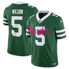 Youth Nike New York Jets #5 Garrett Wilson Green 2024 Authentic Stitched NFL Jersey