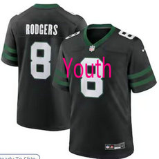 Youth Nike New York Jets #8 Aaron Rodgers Black 2024 Vapor Untouchable Stitched NFL Jersey