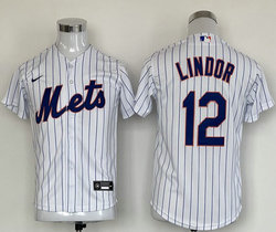 Youth Nike New York Mets #12 Francisco Lindor White Game Authentic Stitched MLB Jersey