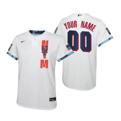 Youth Nike New York Mets Custom Any Name 2021 All star White Game Authentic Stitched MLB Jersey