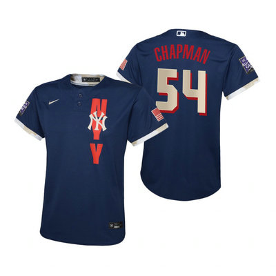 Youth Nike New York Yankees #54 Aroldis Chapman 2021 All star Blue Game Authentic Stitched MLB Jersey