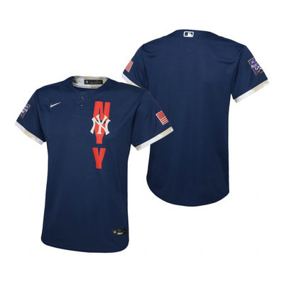 Youth Nike New York Yankees Blank 2021 All star Blue Game Authentic Stitched MLB Jersey