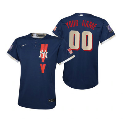 Youth Nike New York Yankees Custom Any Name 2021 All star Blue Game Authentic Stitched MLB Jersey