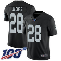 Youth Nike Oakland Raiders #28 Josh Jacobs 100th Season Black Vapor Untouchable Limited Authentic Stitched NFL Jersey