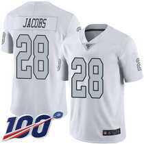 Youth Nike Oakland Raiders #28 Josh Jacobs 100th Season White Rush Authentic stitched NFL jersey