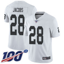 Youth Nike Oakland Raiders #28 Josh Jacobs 100th Season White Vapor Untouchable Limited Authentic Stitched NFL Jersey
