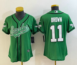 Youth Nike Philadelphia Eagles #11 A. J. Brown Green Joint 2(II) baseball jersey
