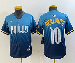 Youth Nike Philadelphia Phillies #10 J.T. Realmuto 2024 City Blue Authentic Stitched MLB Jersey