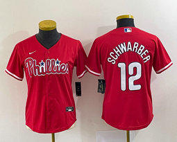 Youth Nike Philadelphia Phillies #12 Kyle Schwarber Red Authentic Stitched MLB Jersey