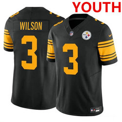 Youth Nike Pittsburgh Steelers #3 Russell Wilson Black Rush Stitched Jersey
