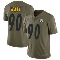 Youth Nike Pittsburgh Steelers #90 T. J. Watt 2017 Salute to Service Olive Authentic Stitched NFL Jersey