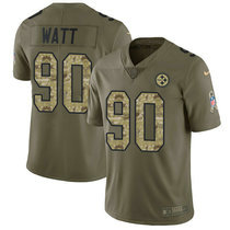 Youth Nike Pittsburgh Steelers #90 T. J. Watt Olive Camo 2017 Salute to Service Authentic Stitched NFL Jersey
