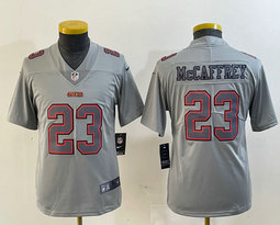 Youth Nike San Francisco 49ers #23 Christian McCaffrey Grey Atmosphere Fashion Authentic Stitched NFL Jersey