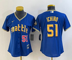 Youth Nike Seattle Mariners #51 Ichiro Suzuki 2023 City Red #51 on front Authentic Stitched MLB jersey