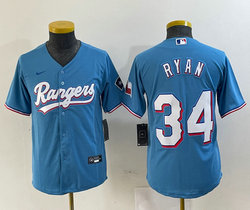 Youth Nike Texas Rangers #34 Nolan Ryan Light Blue Game Authentic Stitched MLB jersey