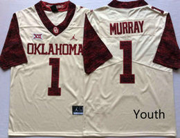 Youth Oklahoma Sooners #1 Kyler Murray White Vapor Untouchable Authentic College Sitched Football Jerseys