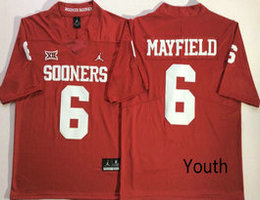 Youth Oklahoma Sooners #6 Baker Mayfield Red Vapor Untouchable Authentic College Sitched Football Jersey