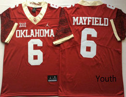 Youth Oklahoma Sooners #6 Baker Mayfield Red Vapor Untouchable Authentic College Sitched Football Jerseys