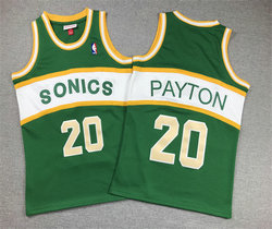Youth Seattle Sonics #20 Gary Payton Green White Hardwood Classics Authentic Stitched NBA Jersey