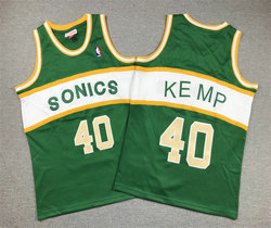 Youth Seattle Sonics #40 Shawn Kemp Green White Hardwood Classics Stitched NBA Jersey