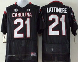 Youth South Carolina Fighting Gamecocks #21 Marcus Lattimore Black Authentic Stitched College Football Jersey