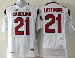 Youth South Carolina Fighting Gamecocks #21 Marcus Lattimore White Authentic Stitched College Football Jersey